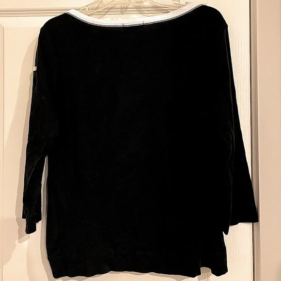 LAUREN RALPH LAUREN Women’s Boat Neck 3/4 Sleeve with Pocket Blouse - Picture 2 of 3